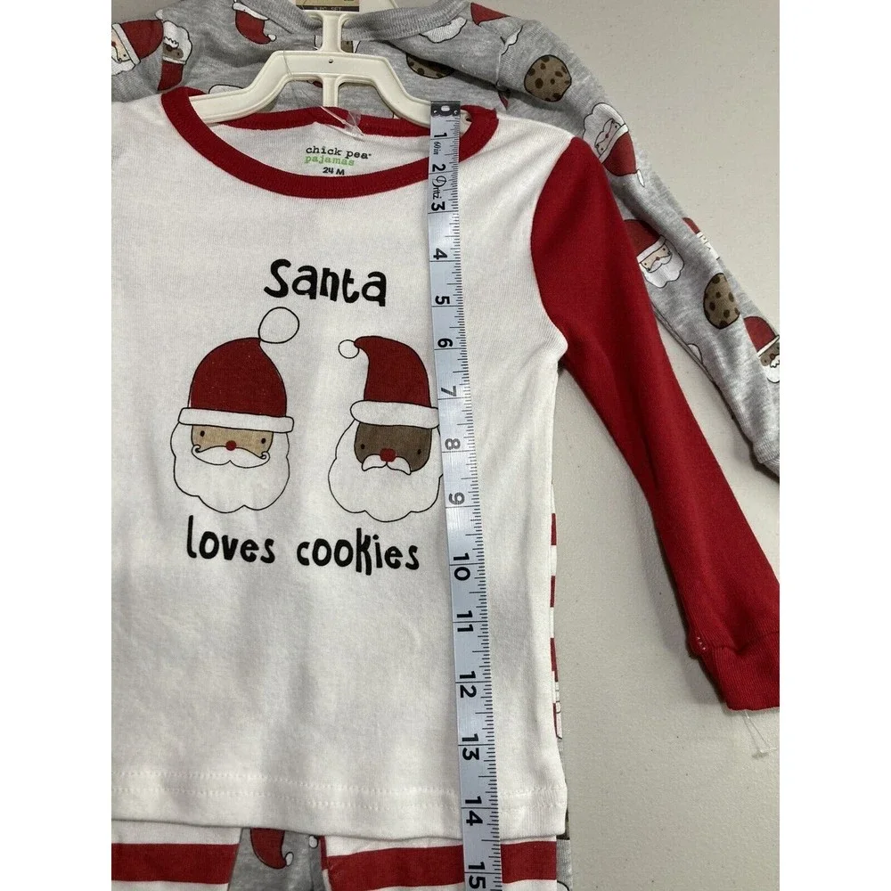 Chick Pea Santa Loves Cookies Christmas Pajamas (2 Sets, 4 piece) Size 24 Months